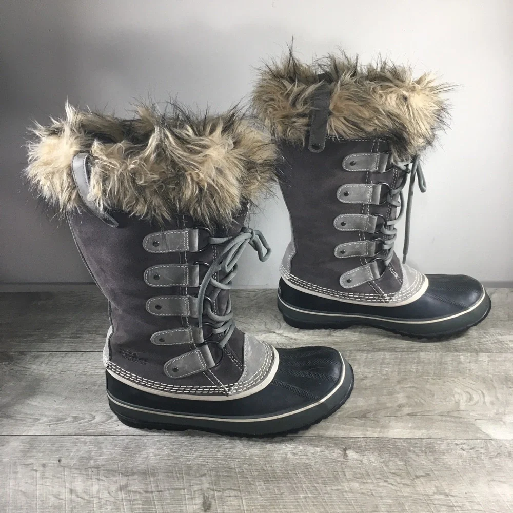 Sorel NL1540 Joan of Arctic Women's Winter Snow Waterproof Gray Leather Boots 10